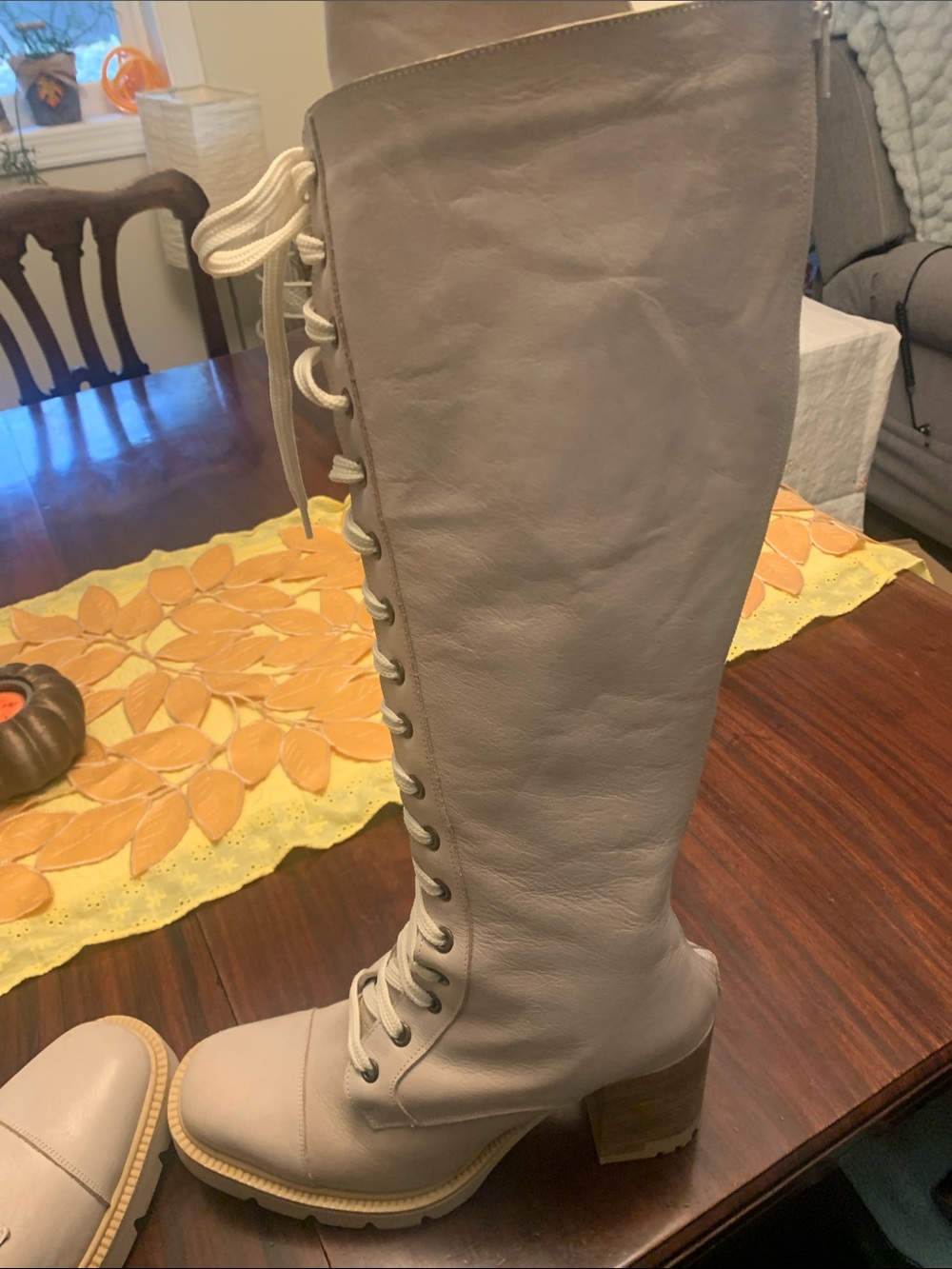 Bueno Taupe Lace-Up Knee-High Block Heel Boots worn once!